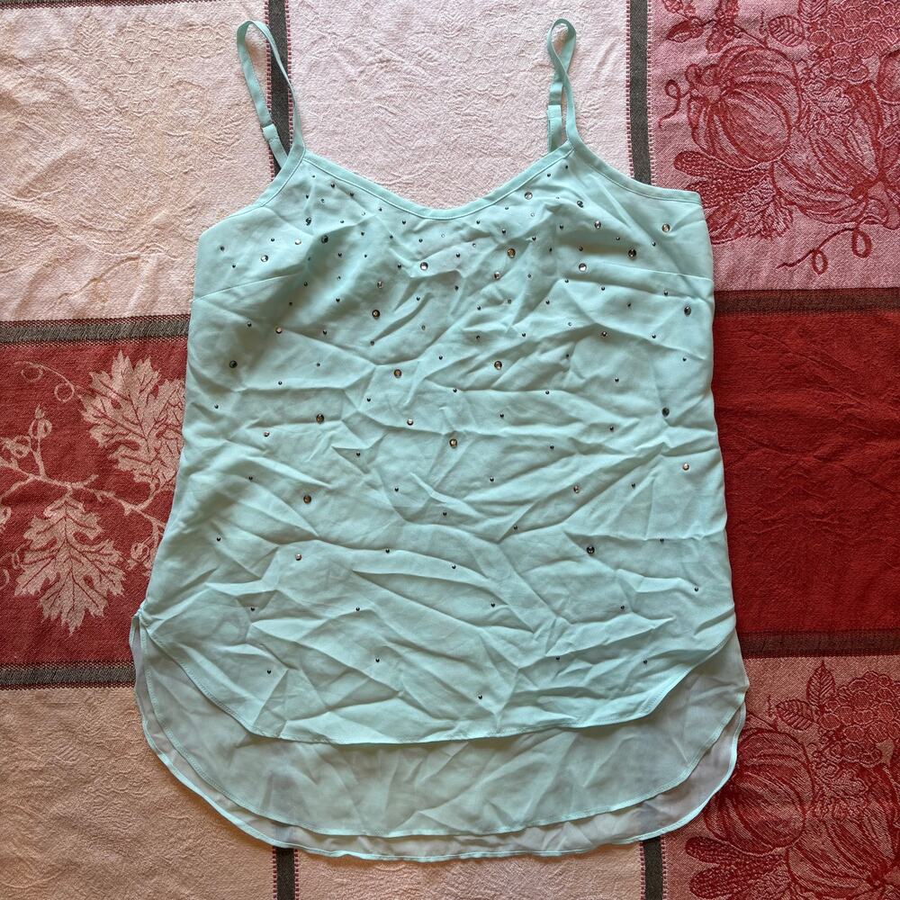 I Heart Ronson Mint Rhinestone Split Back Cami XS
